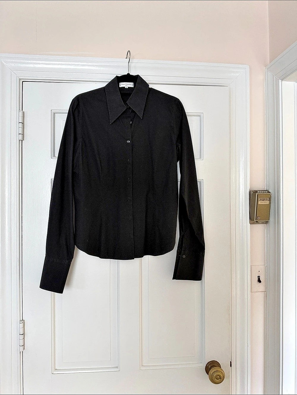 Anne Fontaine Button Down Shirt in Black Size 4 Like New